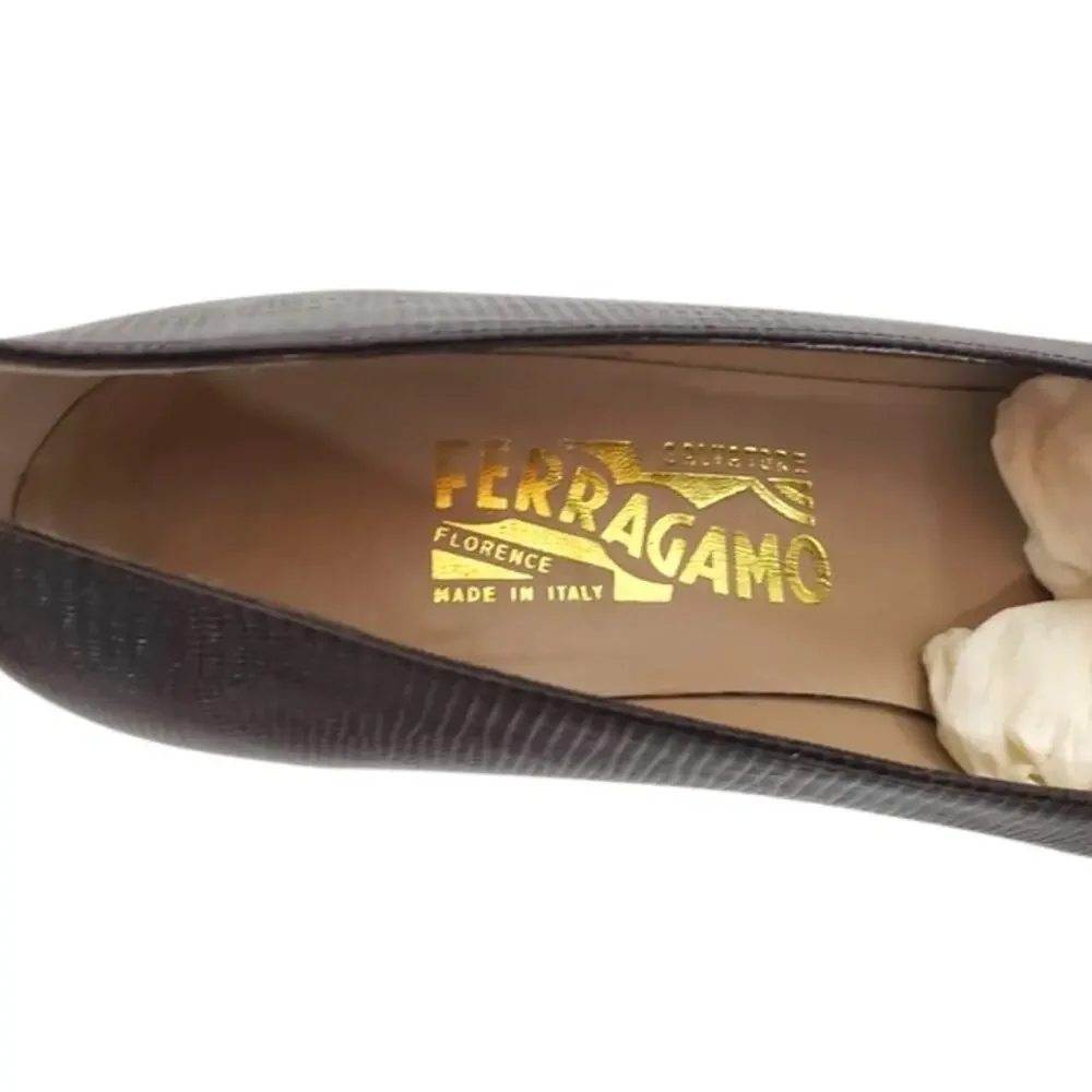 Salvatore Ferragamo Women's Vintage Nilla Shoes Pumps Dark Brown Size 8.5 AA